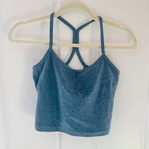 Spacedye Slim Racerback Cropped Tank Stormy Blue-Blue Cloud Size Small
